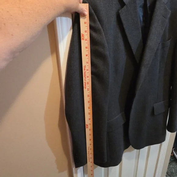 Stafford Mens Blazer Sport Coat 48R Herringbone Merino Wool Gray - Picture 6 of 10